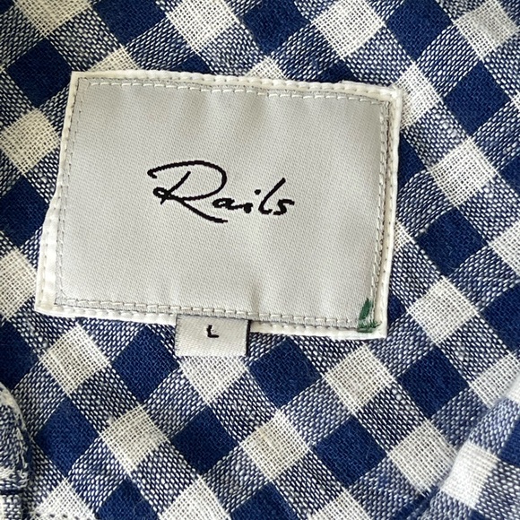 Rails Large Women’s Plaid Shirt Blue White Button Up - Picture 6 of 11